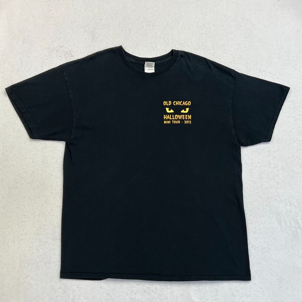 Mens Old Chicago Halloween Mini Tour 2012 Black Short Sleeve T-Shirt Size XL EUC